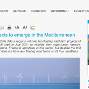 screenshot econostrum website with article headline and floating wind poject