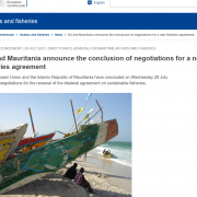 screenshot of ec.europa news article with image of Mauritanian boat on beach