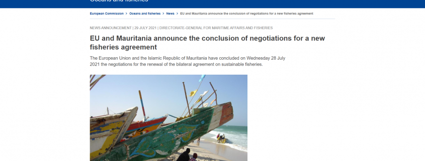 screenshot of ec.europa news article with image of Mauritanian boat on beach